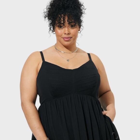 TORRID Maxi Chiffon Pleated Dress with Pockets - Picture 3 of 7